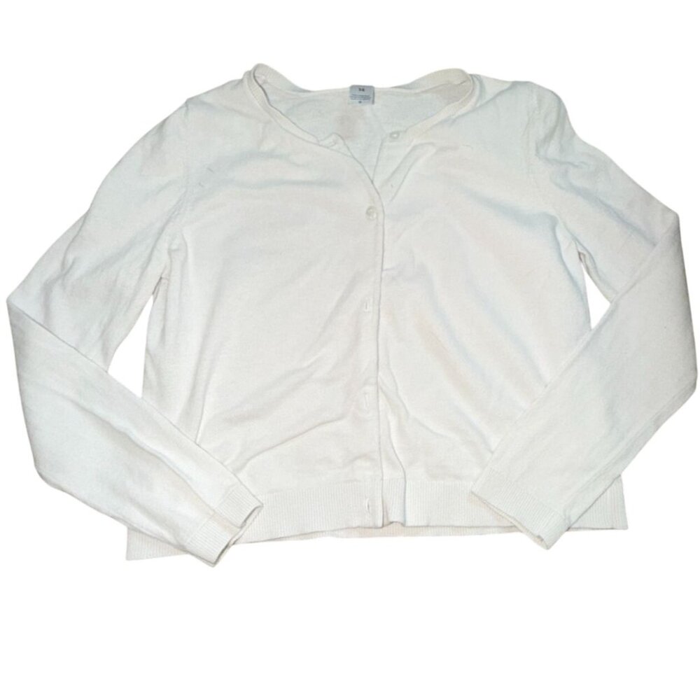 Carter's Girls Button Front Knit Cardigan-White-Size 14-GUC